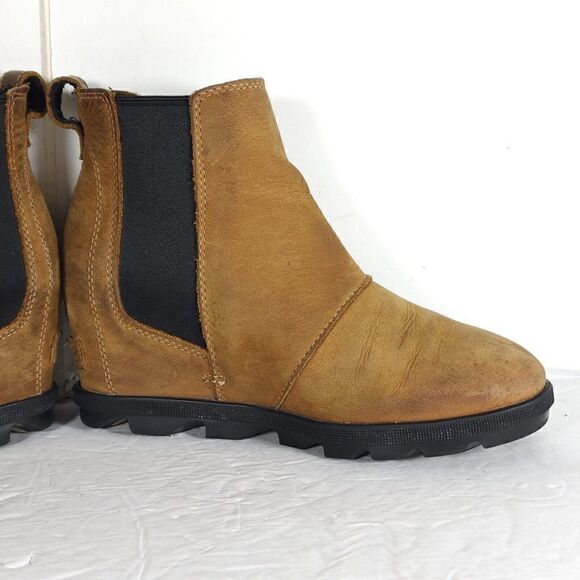 Sorel Women's Joan of Arctic II US7,5 Tan Leather Waterproof Wedge Chelsea Boot - Picture 8 of 13